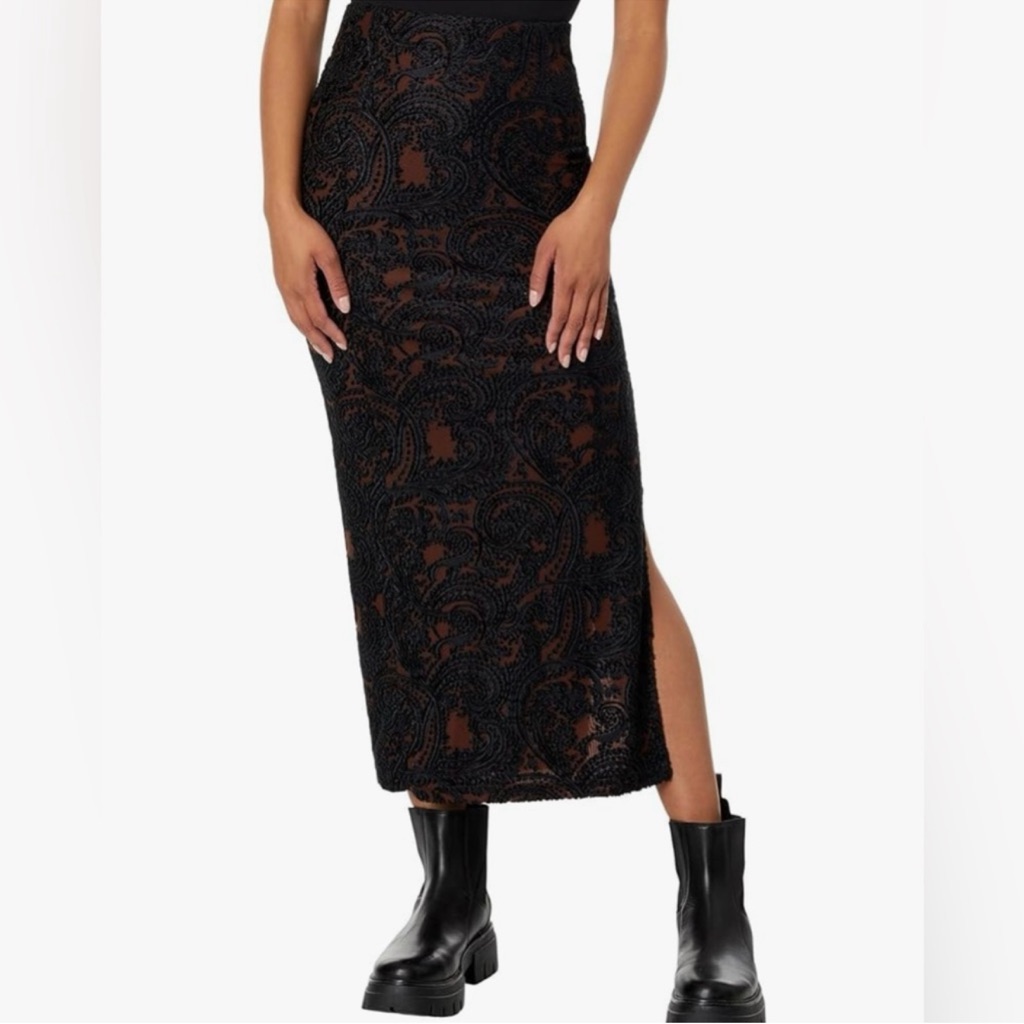 Free People Rosalie Velvet Midi Skirt Nwt